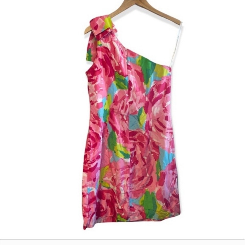Lilly Pulitzer Pink and Green One-Shoulder Dress - Picture 5 of 6